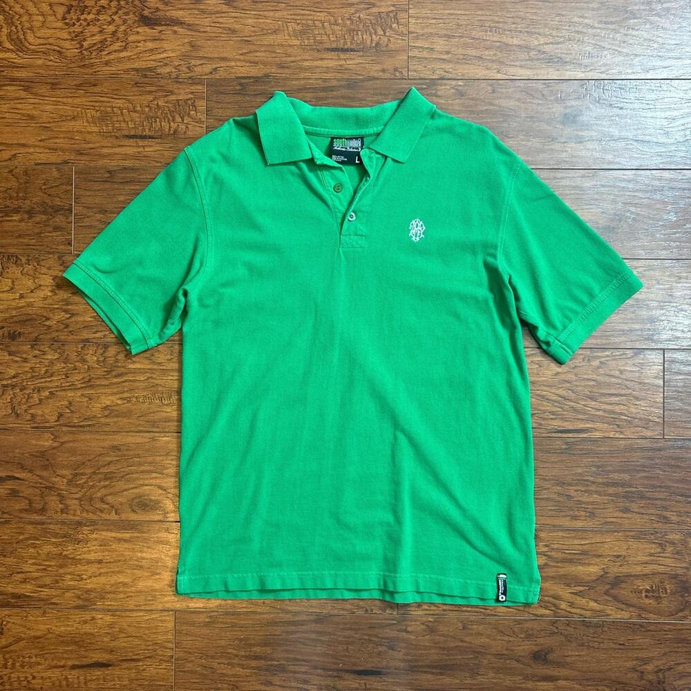 2000s Southpole Y2K Authentic Collection Green Short Sleeve Polo Shirt Size L